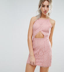 Кружевное облегающее платье с вырезом Missguided Petite - Розовый 1060028