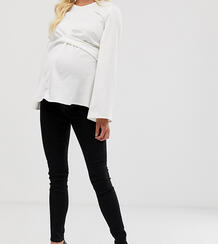 Черные джинсы скинни со вставкой для живота ASOS DESIGN Maternity Tall Asos Maternity 1073399