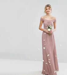 Платье макси с открытыми плечами TFNC Tall - Розовый 1059976