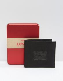 Черный кожаный кошелек с тиснением Levi's - Черный Levi's® 952604