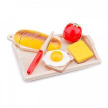 Деревянная игрушка Игровой набор продуктов поднос с завтраком New Cassic Toys 968198