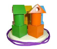 Деревянная игрушка Пирамидка Башенки цветные РНТойс 753258