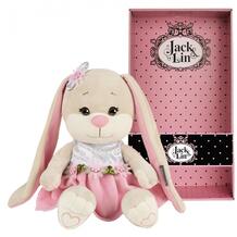 Мягкая игрушка Зайка в розовом платьице с цветами 20 см Jack&Lin 954542