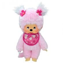 Мягкая игрушка Девочка с розовой шерсткой в слюнявчике Сакура 20 см Monchhichi 620195