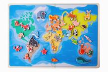 Деревянная игрушка Карта мира Травоядные животные (на липучках) Сибирские игрушки 844276