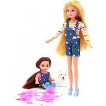 Кукла Мила 23 см с куклой Вики 12 см с собачкой и набором для пикника Funky Toys 825341