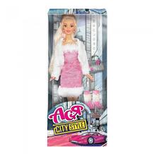 Кукла Ася Городской стиль Блондинка в розовом платье и белой шубке Toys Lab 892490