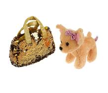 Мягкая игрушка Собака в сумочке из пайеток золото 15 см Мой питомец 764581