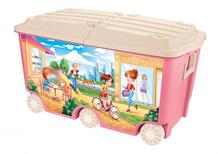 Ящик для игрушек на колесах с декором 66.5 л 68,5*39,5*38,5 мм Пластишка 745579
