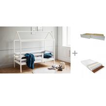 Подростковая кровать Домик с 1 ограничителем 160х70 с Ящиками для кроватки и Матрасом Baby Elite Kinder Lite RooRoom 750037