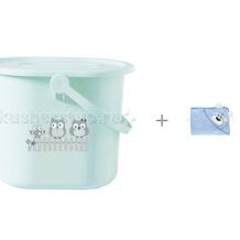 Ведро для наполнения, слива ванночки и использованных подгузников и Полотенце с капюшоном TwinklBaby Мишки Bebe Jou 730293