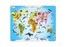 Пазлы Карта мира с животными Larsen 559526