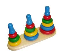 Деревянная игрушка Пирамидка больше-меньше цветная РНТойс 756262