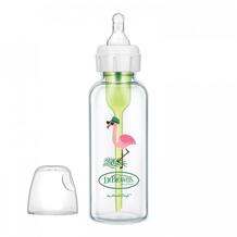 Бутылочка антиколиковая стеклянная Options+ с узким горлышком с соской Фламинго от 3 мес. 250 мл Dr.Brown's 946094