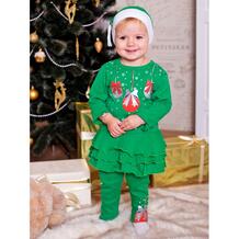 Комплект новогодний для девочки Шары(платье, леггинсы, колпачок) Дашенька 821006