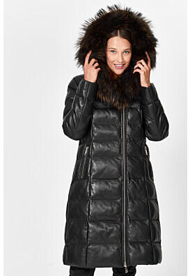 Утепленное пальто из натуральной кожи La Reine Blanche 355528
