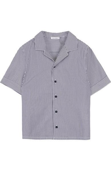 Хлопковая рубашка в полоску с логотипом бренда Dolce&Gabbana 2632661