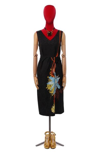 Платье из смеси вискозы и хлопка Dries Van Noten 10412381