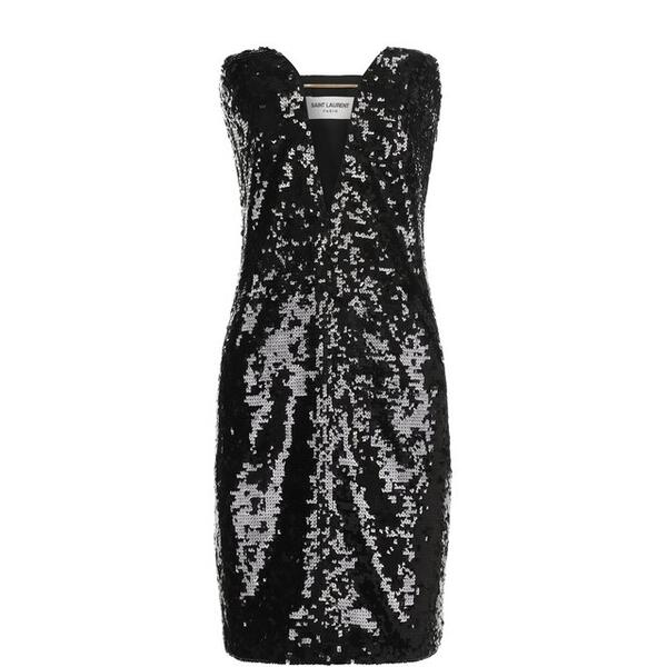 Платье-бюстье с V-образным вырезом и пайетками Yves Saint Laurent 2124054