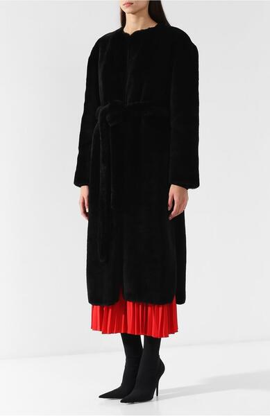 Меховое пальто с поясом из овчины Givenchy 6083293