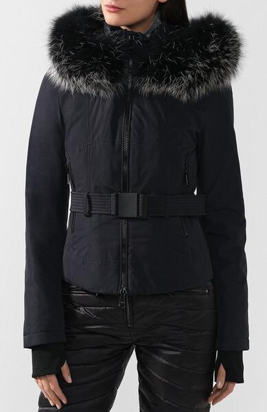 Утепленная куртка с поясом и меховой отделкой Odri 6092638