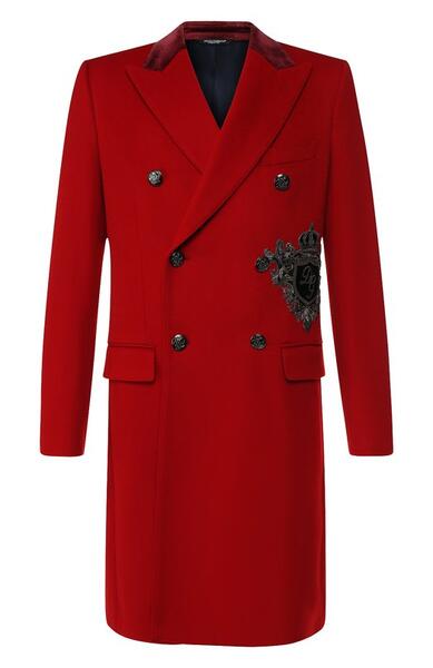 Двубортное пальто из смеси шерсти и кашемира с хлопком Dolce&Gabbana 6133266