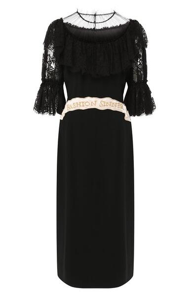 Приталенное платье-миди с декоративной отделкой Dolce&Gabbana 6173516