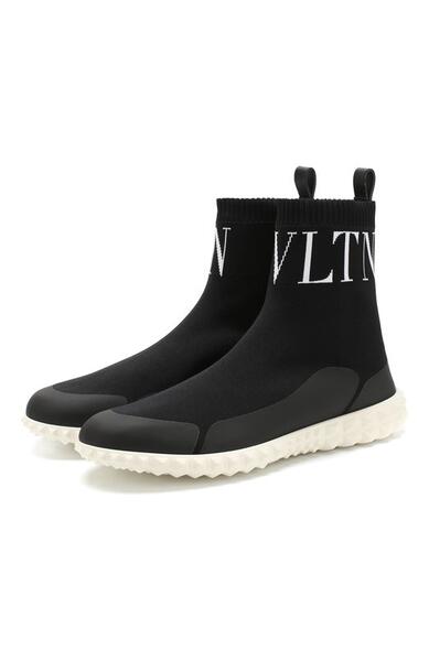 Высокие текстильные кроссовки Garavani VLTN на шнуровке Valentino 5790112