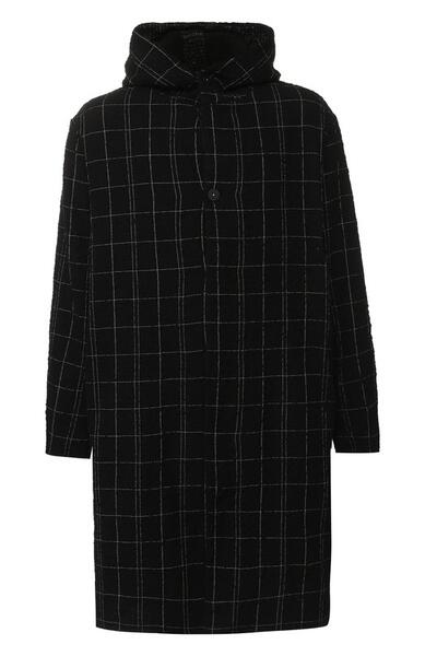 Однобортное пальто из смеси шерсти и хлопка с капюшоном TRANSIT 5559217