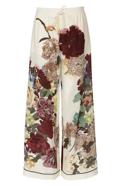 Шелковые брюки в пижамном стиле с цветочным принтом Valentino 1718815