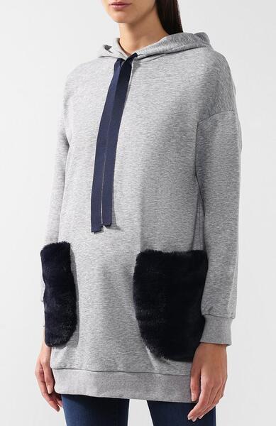 Хлопковый пуловер с капюшоном и накладными карманами Pietro Brunelli 5657539