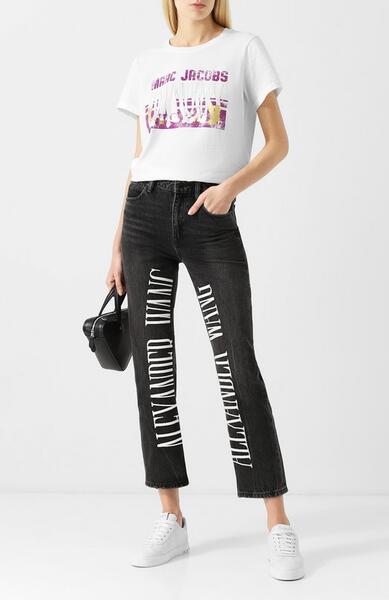 Укороченные джинсы с логотипом бренда Denim X Alexander Wang 5703893