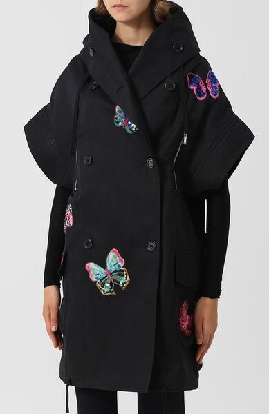 Двубортное хлопковое пальто с декоративной отделкой и коротким рукавом Valentino 5313153