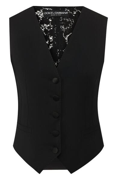 Приталенный жилет из смеси шерсти и хлопка Dolce&Gabbana 5416802