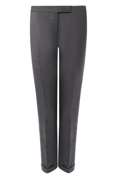 Укороченные шерстяные брюки со стрелками и контрастными лампасами Thom Browne 4954886