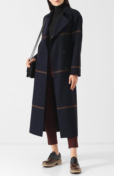 Двубортное шерстяное пальто с поясом Loro Piana 4872139