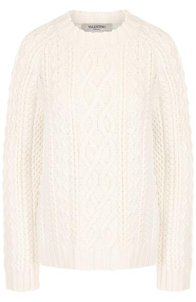 Вязаный шерстяной пуловер с круглым вырезом Valentino 4898753
