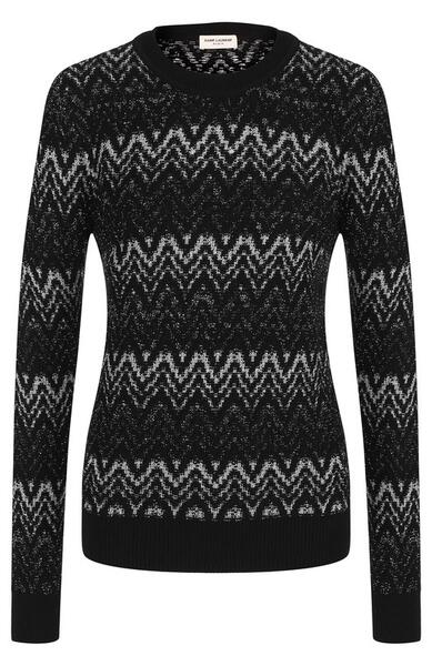 Вязаный шерстяной пуловер с круглым вырезом Yves Saint Laurent 4549530
