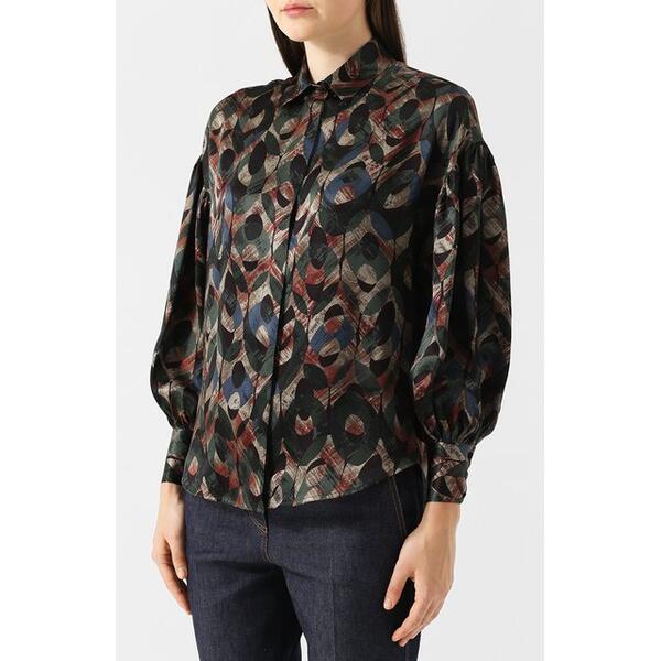 Шелковая блуза с принтом Kiton 4411966