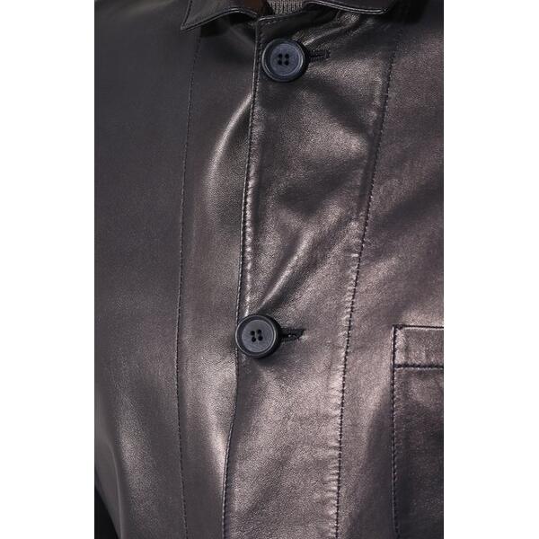 Кожаная куртка с отложным воротником Giorgio Armani 4366732