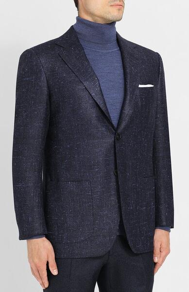Однобортный пиджак из смеси шелка и шерсти с кашемиром Kiton 4372157