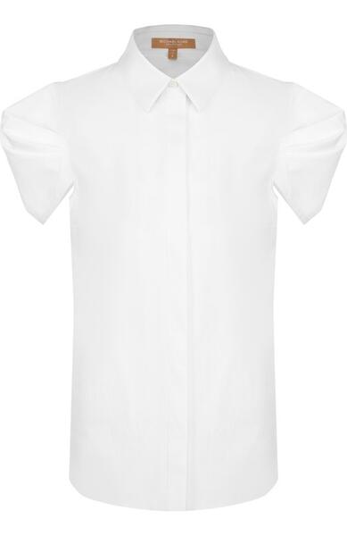 Однотонная хлопковая блуза с коротким рукавом MICHAEL KORS COLLECTION 4233634