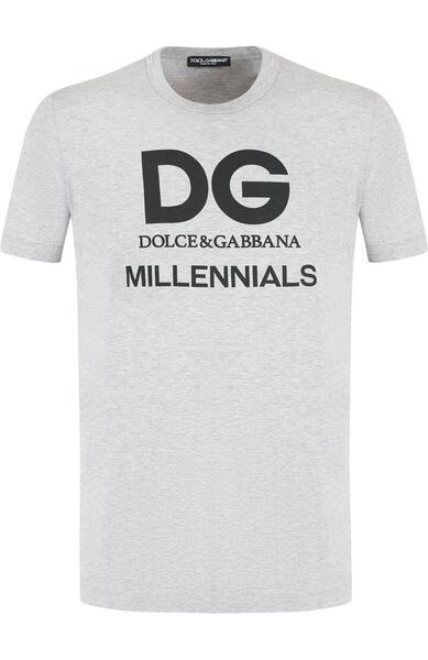 Хлопковая футболка с принтом Dolce&Gabbana 4032860