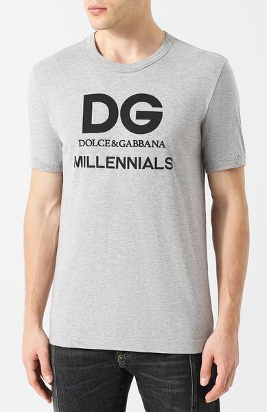 Хлопковая футболка с принтом Dolce&Gabbana 4032860