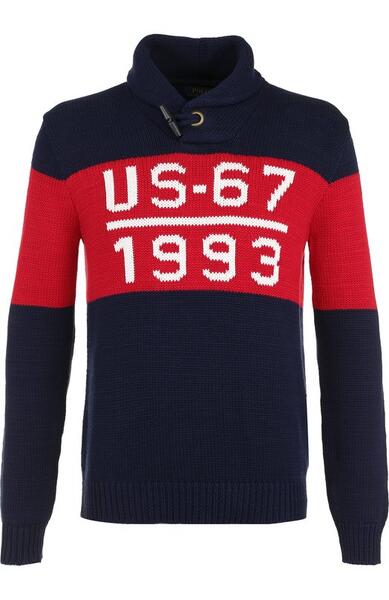 Хлопковый свитер с шалевым воротником Polo Ralph Lauren 4003824