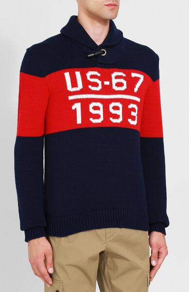 Хлопковый свитер с шалевым воротником Polo Ralph Lauren 4003824
