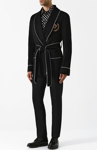 Кашемировый пиджак с поясом и шалевыми лацканами Dolce&Gabbana 3987654