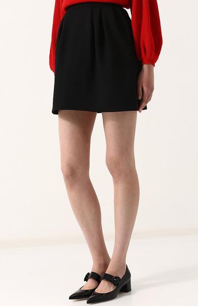 Однотонная мини-юбка из смеси шерсти и шелка Valentino 3789162