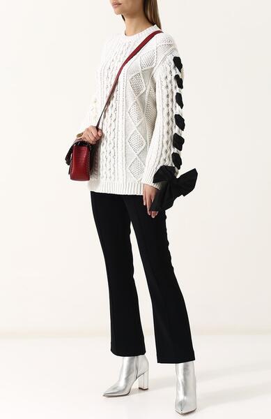 Шерстяной пуловер свободного кроя с декорированной отделкой на рукаве Valentino 3748331