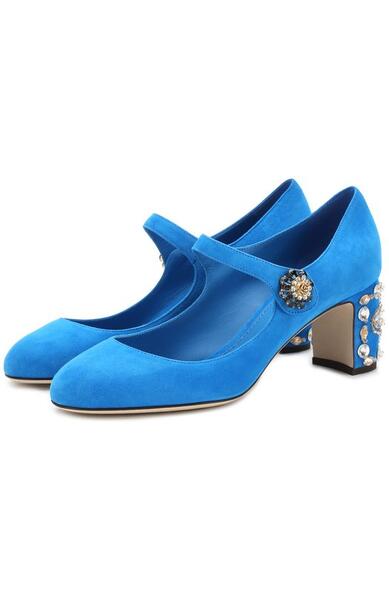 Замшевые туфли Vally на декорированном каблуке Dolce&Gabbana 3991581